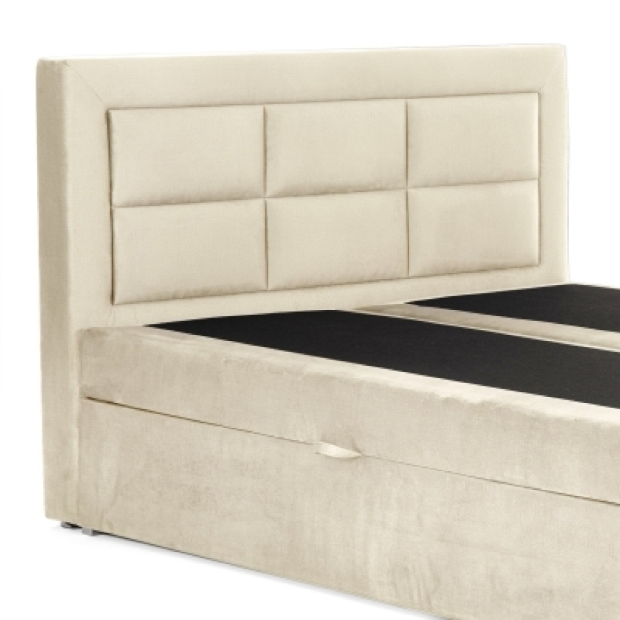 Lit boxspring 160x200 avec coffre de rangement en velours beige MONIKA