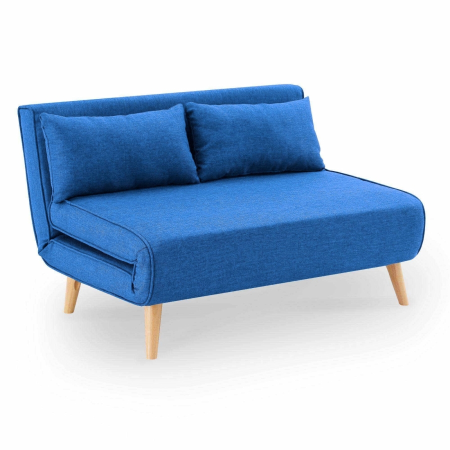 Banquette convertible en tissu bleu 2 places