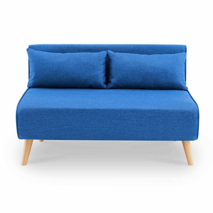 Banquette convertible en tissu bleu 2 places