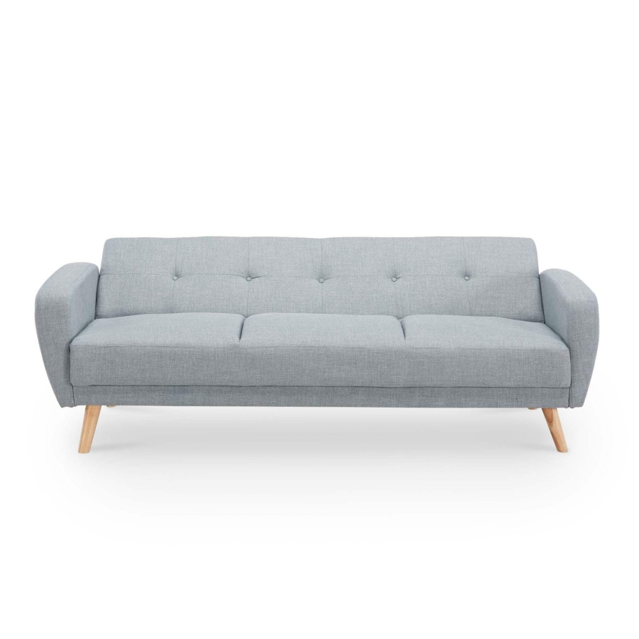 Ensemble canapé convertible gris avec pouf