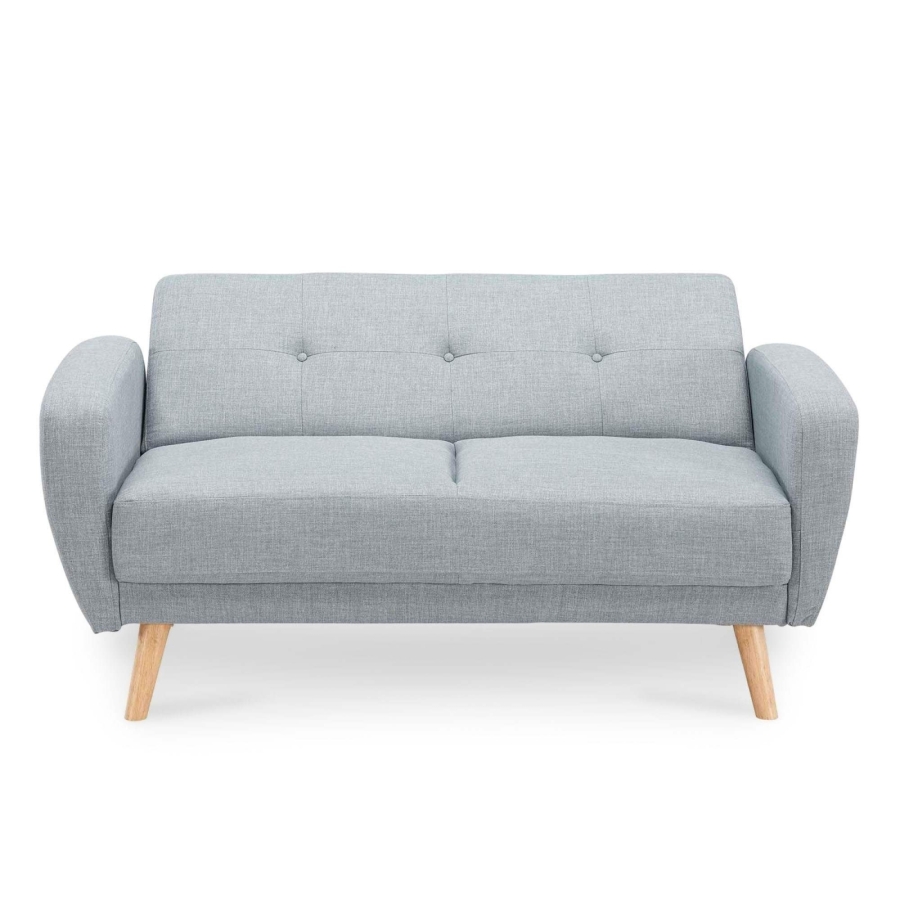 Ensemble canapé convertible gris avec pouf