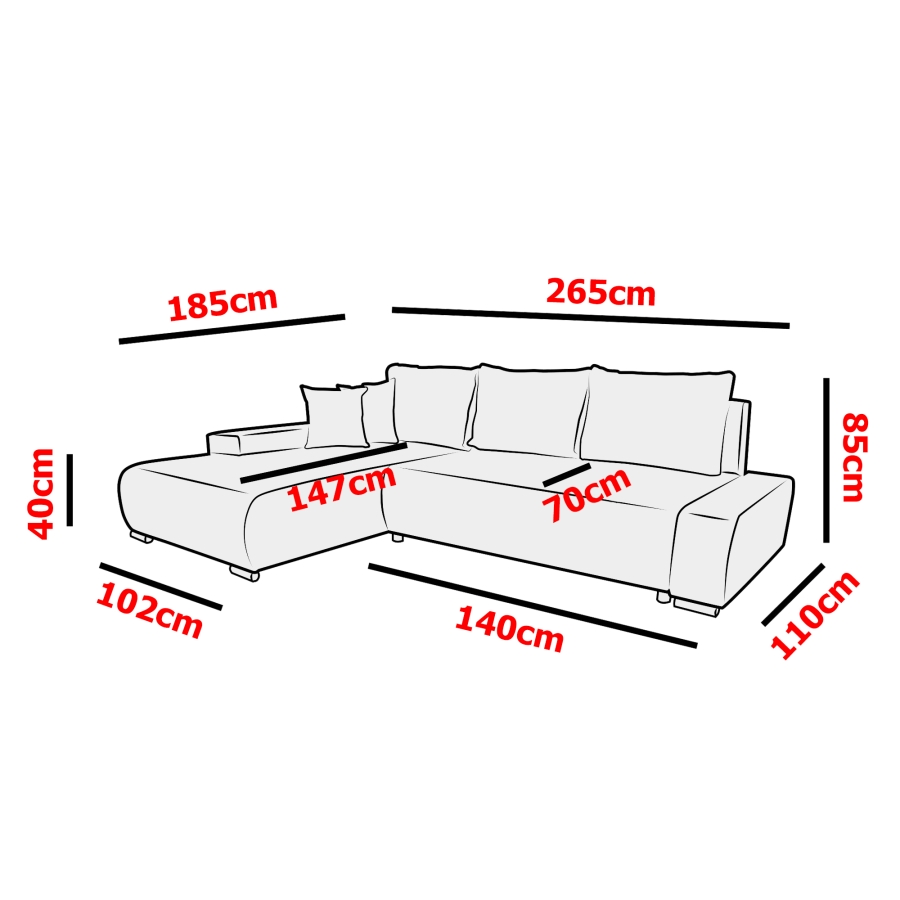 Canapé d'angle convertible en velours moutarde  - Angle gauche