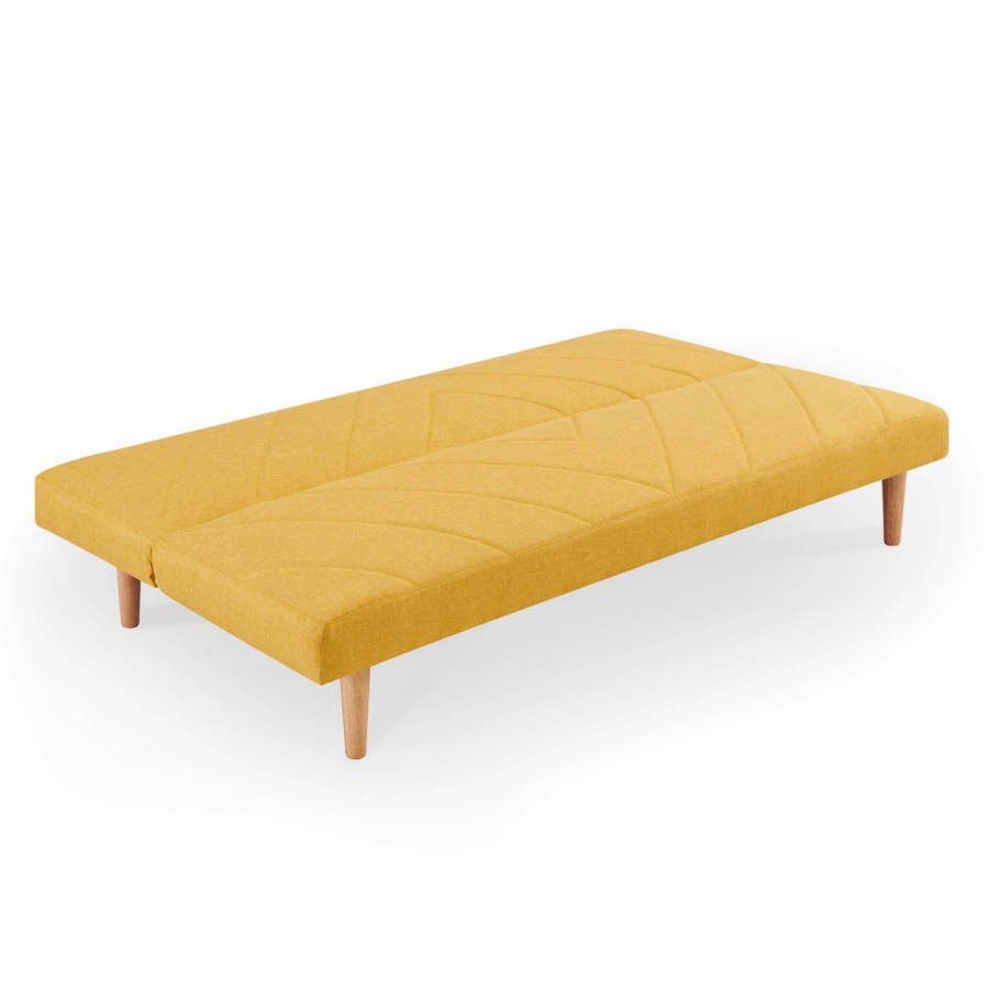 Banquette clic clac scandinave en tissu jaune