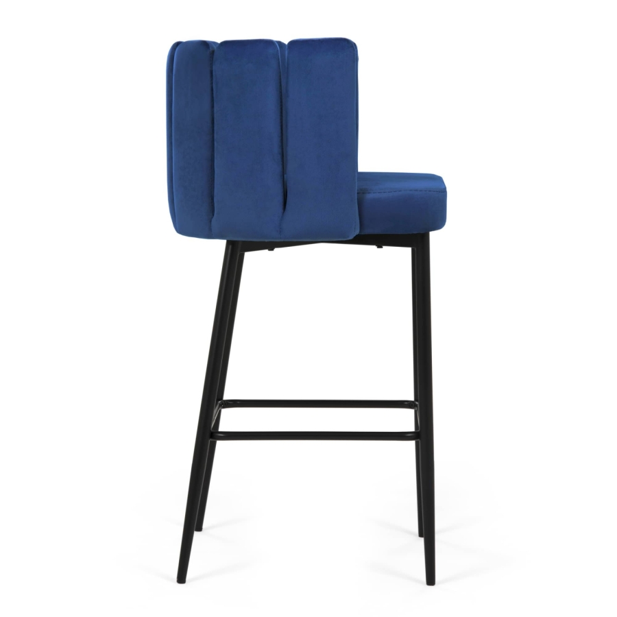 Lot de 2 tabourets de bar design en velours bleu