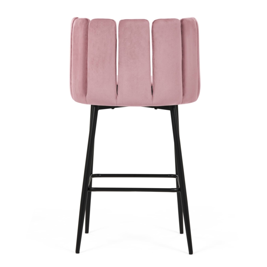 Lot de 2 tabourets de bar design en velours rose