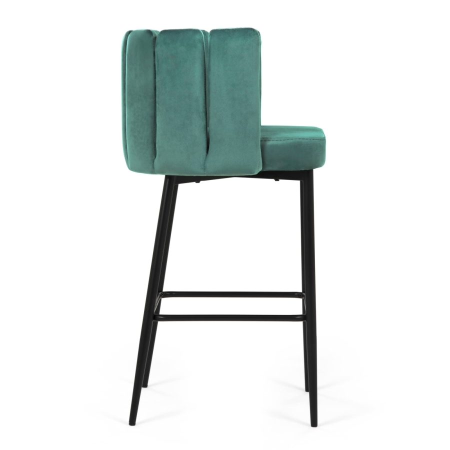 Lot de 2 tabourets de bar design en velours vert