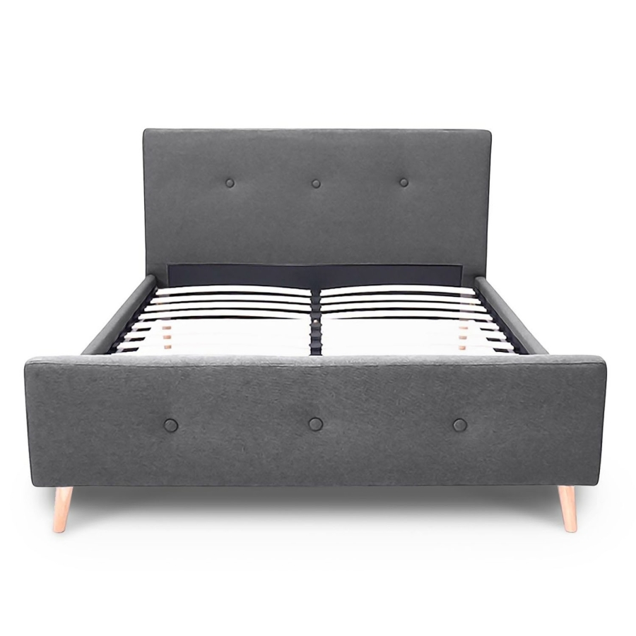 Lit scandinave 180x200 cm en tissu gris